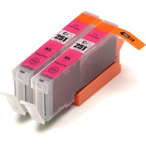 2 Pack Canon CLI-251XL Magenta Compatible High-Yield Ink Cartridges (6450B001)