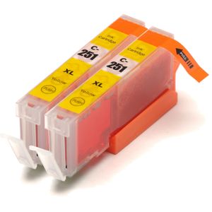 2 Pack Canon CLI-251XL Yellow Compatible High-Yield Ink Cartridges (6516B001)