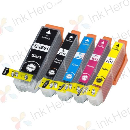 Cartușe de cerneală compatibile Epson 26XL – capacitate mare, pachet de 5 bucăți