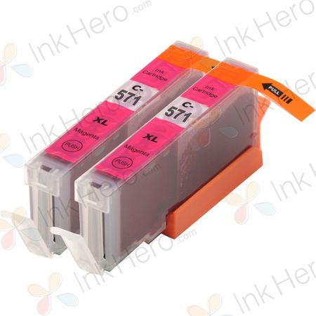 Compatibele inktcartridges voor Canon CLI-571XL – magenta, hoge capaciteit, verpakking van 2