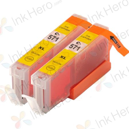 Cartouches d’encre compatibles Canon CLI-571XL – jaune, haute capacité, lot de 2