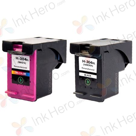 Cartouches d’encre remanufacturées HP 304 XL – haute capacité, lot de 2