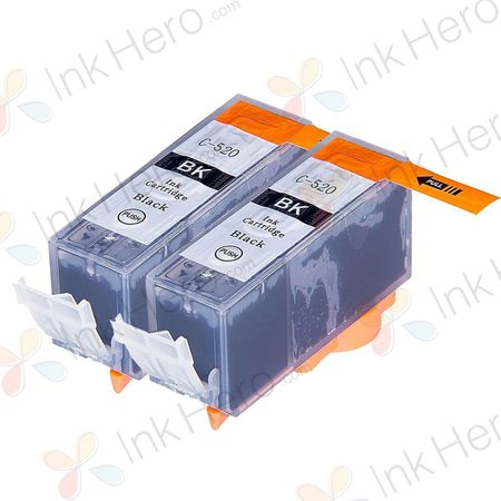 Cartouches d’encre compatibles Canon PGI-520BK – noir pigmenté, lot de 2
