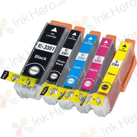 Compatibele inktcartridges voor Epson 33XL – hoge capaciteit, verpakking van 5