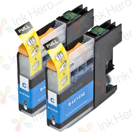 Cartouches d’encre compatibles Brother LC123 / LC121 – cyan, haute capacité, lot de 2