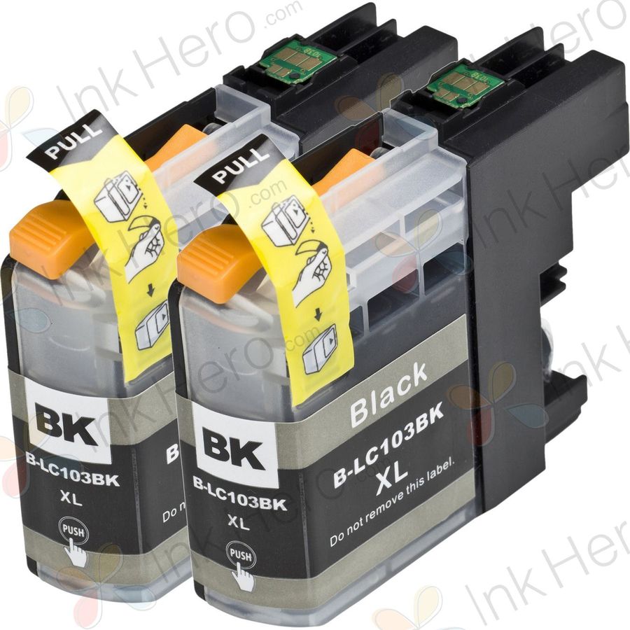 2 Pack Brother LC103 / LC101 Black Compatible High-Yield Ink Cartridges