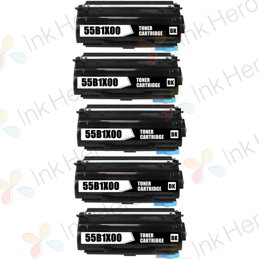 5 Pack Lexmark 55B1X00 Black Compatible Extra High-Yield Toner Cartridge